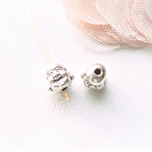 Perle bouddha argent, perle intercalaire, x6, soldes, espacement bouddha, bijoux ethnique, bijoux tibétains, diy,