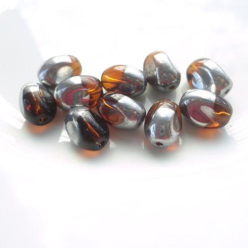 Perle verre tchèque ovale, perle verre république tchèque, bohème,
