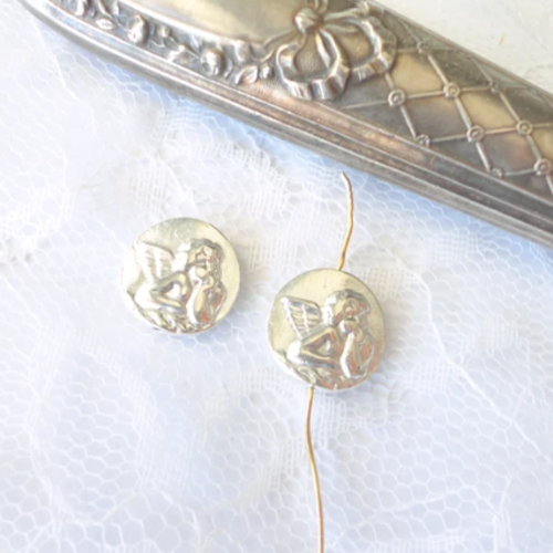 Perle métal ange, charme ange, chérubin argent, breloque bijoux, religion, ex voto, cupidon