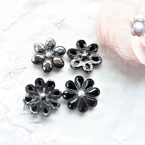 Lot connecteur vintage fleur,perle fleur noir,   grise, intercalaire, lien, bijoux, 
