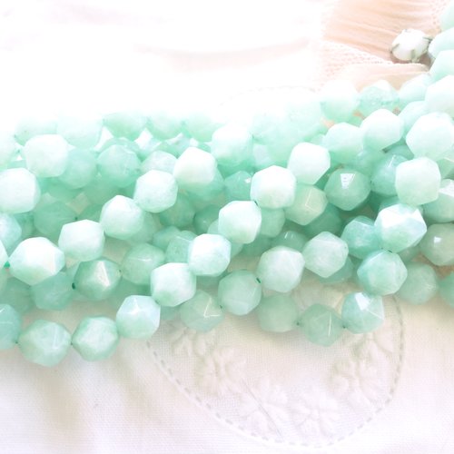 Jade birmanie, jade myanmar pierre verte, gemmes,  beads , 8 mm, naturel, facette, 