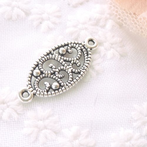 Connecteur ovale argent, connecteur bijoux, perle filigranée, lien, intercalaire, fournitures, bijoux