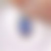 Pendentif camée ovale, cabochon bleu, bleu paillette, irisé, 