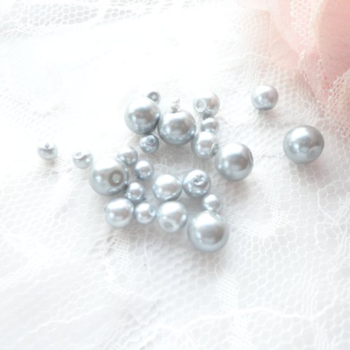 Lot perle résine nacrée, perles anciennes, 9mm, 6 mm, 3 mm, ronde, bijoux, création