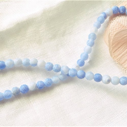 Agate ronde 4mm; perle d'agate, pierre naturelle, pierre bleu, diy, bijoux, fournitures