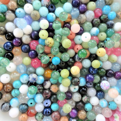 Pierre bijoux mélange, lot perle, perle mixte, pierre , x 20, mixte, ronde 6 mm,