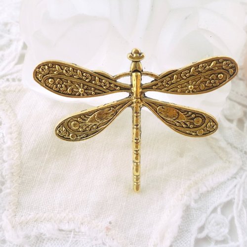 Pendentif doré libellule, charm bijoux, breloque collier, libellule, métal doré,