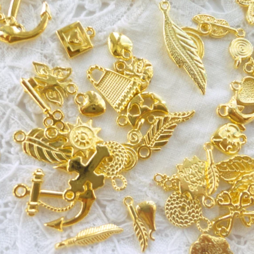 Breloque bijoux dorées, lot breloque mixte, charm bijoux, apprêts or, apprêts dorés,