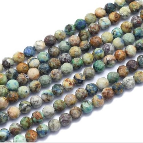 Chrysocolle naturelle, perle pierre, pierre bijoux, 6 mm, x 10,