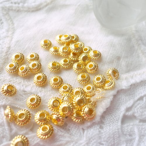 Perle métal doré, perle séparateur, spacer doré, marguerite, apprêts, or