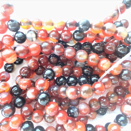 Agate naturelle rouge, perle d'agate, 6 mm, x 10, ronde , pierre, bijoux, chakra