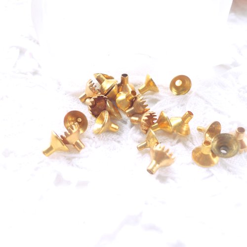 Coupelle à perles, calotte pour perle, apprêts dorés, apprêts vintages, 6 mm,