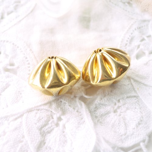 Perle métal toupie or, perles anciennes, entretoises dorées, apprêts vintage français,