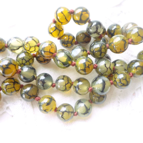 Perle veine de dragon, ronde 8 mm, couleur naturelle, x 10, pierre, transparente, déstockage