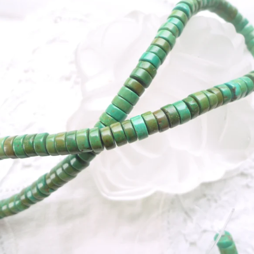 Perle rondelle turquoise naturelle, turquoise heishi, 6 cm, perles, bijouterie, diy