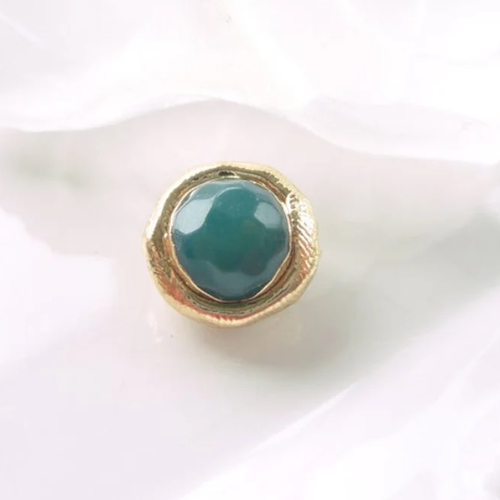 Agate bleu facette, pendentif rond, pierre d'agate, connecteur original, bijoux, perles, diy