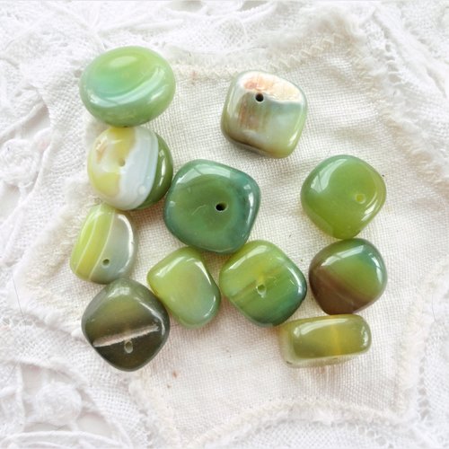 Agate verte naturelle, perle pierre,  agate tombée, lot, déstockage, pierre pour bijoux,