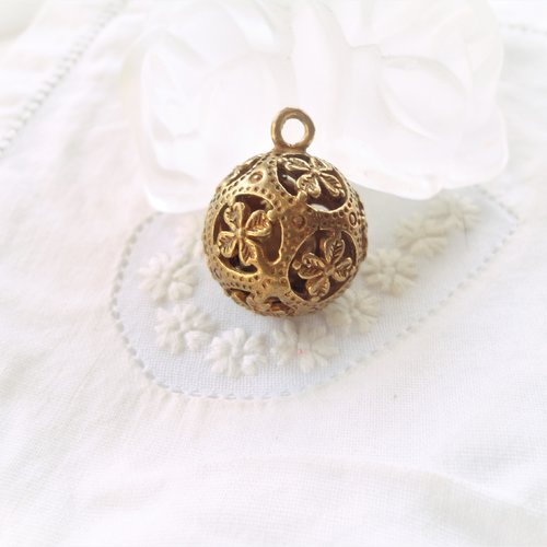 Perle pendentif fleur creuse, perle ronde, bola de grossesse, grelot, charm, bijoux, tibétain,