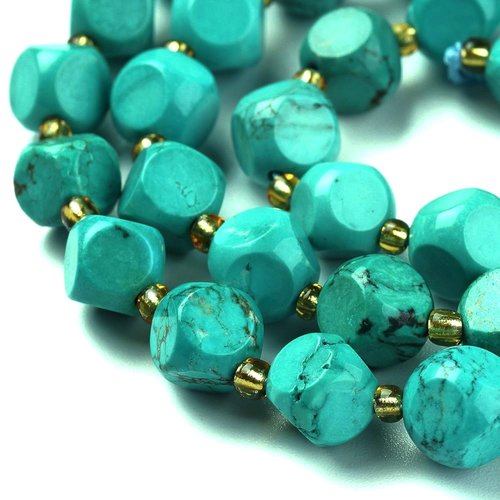 Turquoise naturelle 8 mm, pierre turquoise, perle facette, perle bijoux ethnique, bijoux tibétain, pierre rare, x10
