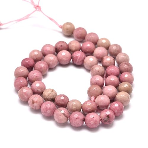 Rhodonite naturelle rose, pierre facette, pierre bijoux, x10, perle ronde 6 mm,