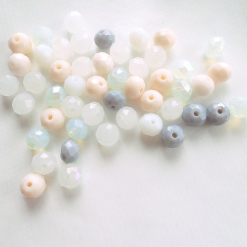Perle verre boulier, perle mixte, lot, x 30, 8 mm,n 5 mm, facette, babaus, bijoux, diy