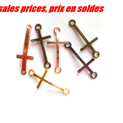 Connecteur bijoux croix chréteinne, x6, destockage apprêts, lien croix métal, apprêts soldés,