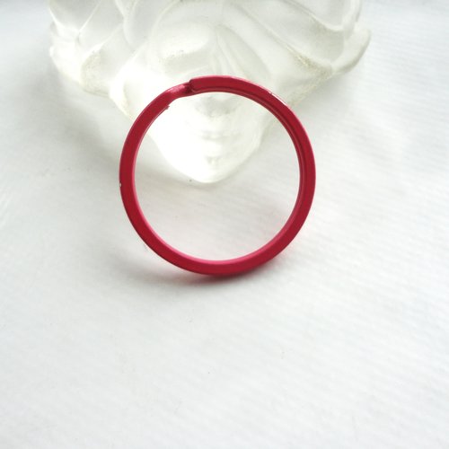 Grand anneau porte clé émail rose, perles, petites filles, rond 35 mm,