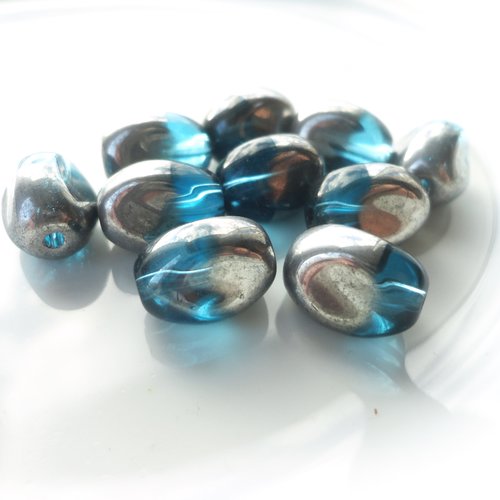 Perle verre transparent ovale, perle facette, x10, verre tchèque, ovale  13mm, beads , bijoux, diy