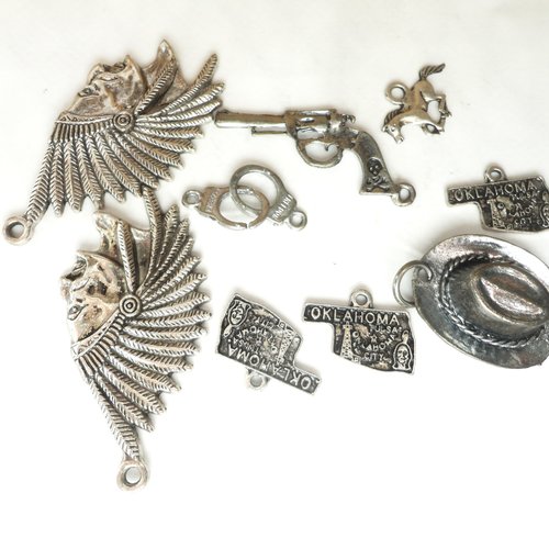 Breloque pistolet, charm chapeau de cow boy, lot breloque, déstockage apprêts, perle, métal , diy