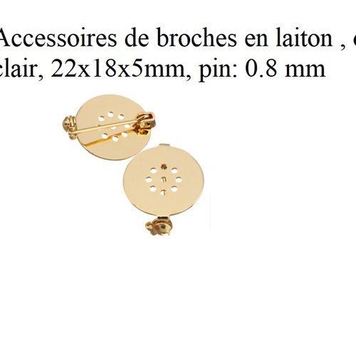 Support de broche rond doré, support cabochon, rond 22 mm, plateau 22mm