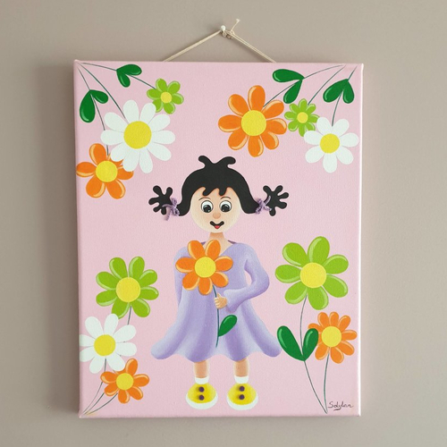 Tableau acrylique décoratif pour chambre de petite fille - 41x33 cm