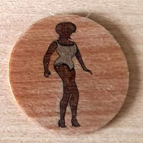 Magnet marqueterie "femme de couleur en maillot de bain "