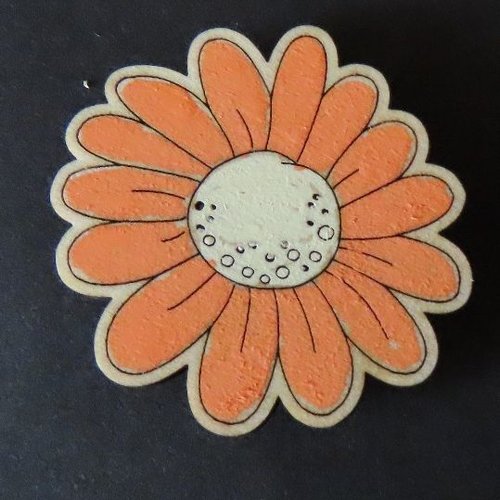 Magnet peint à la main fleur orange