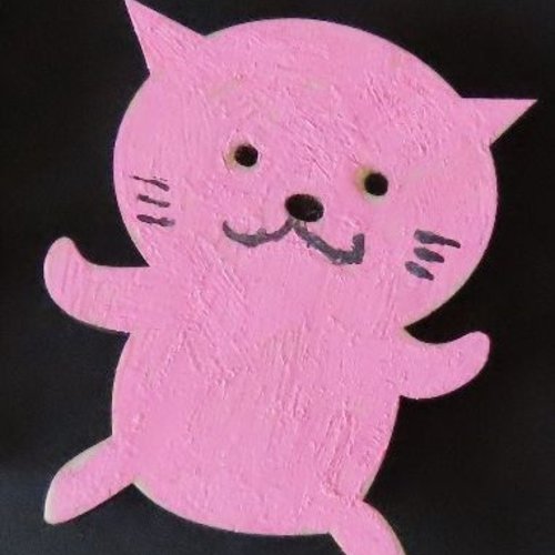 Magnet peint à la main chat rose
