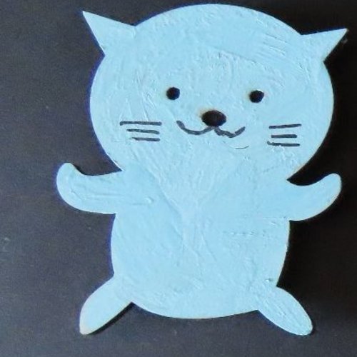 Magnet peint à la main chat bleu