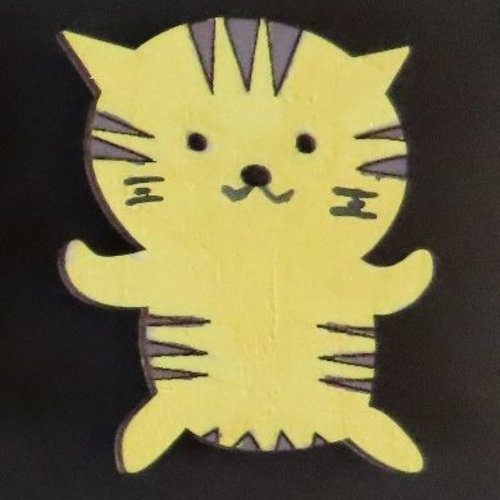 Magnet peint à la main chat jaune