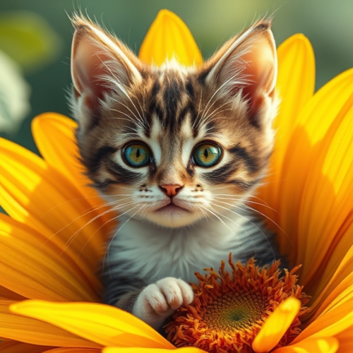 Image numerique "chaton dans une fleur"