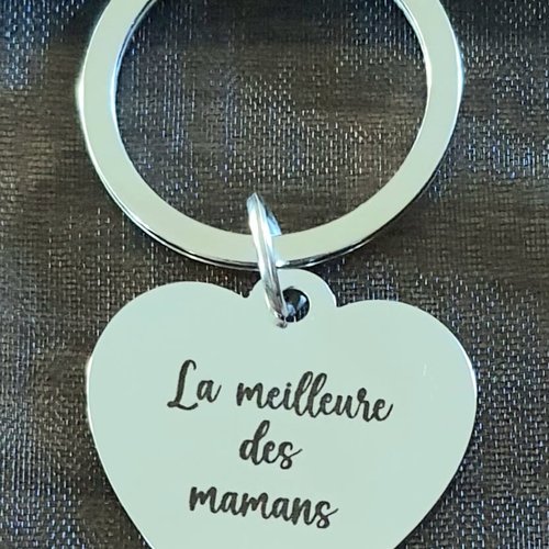 Porte cles "la meilleure des mamans" en inox