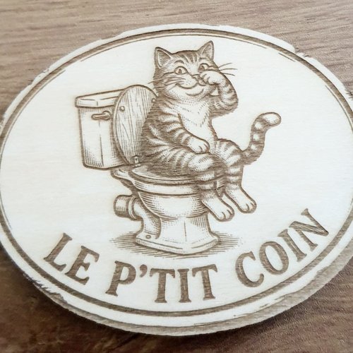Pancarte pour wc en bois " chat"