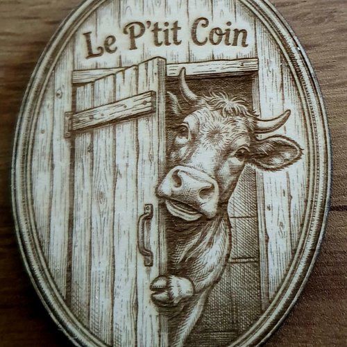 Pancarte pour wc en bois " vache"