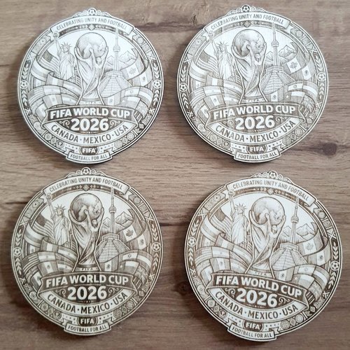 Lot de 4 sous bocks "mondial 2026" en bois- football