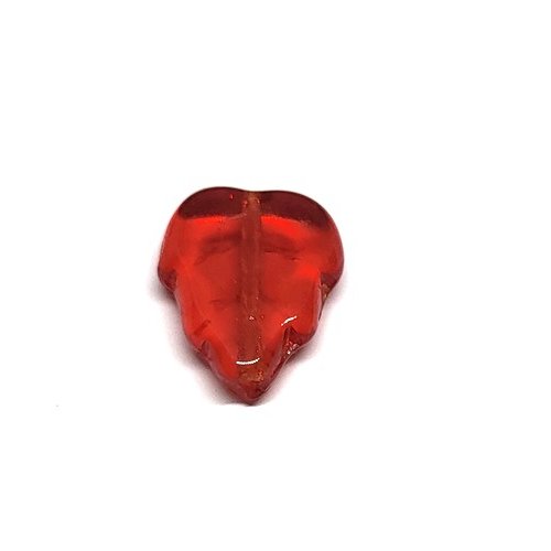 10 perles feuilles rouges