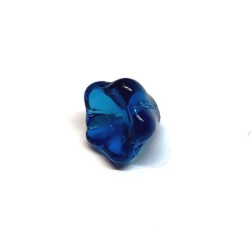 20 perles fleurs bleu canard