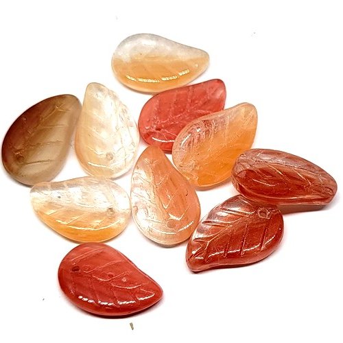 Mix 10 perles feuilles orange