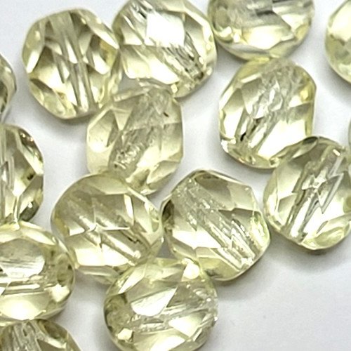 20 perles à facettes 6mm jaunes claires