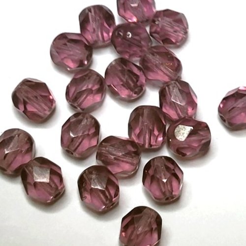 20 perles à facettes 6mm violettes
