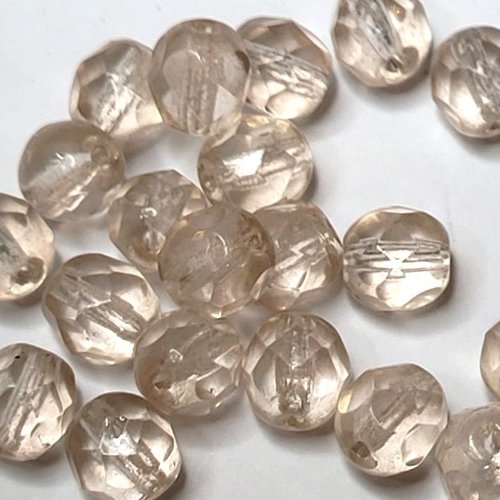 20 perles à facettes 6mm roses pâles