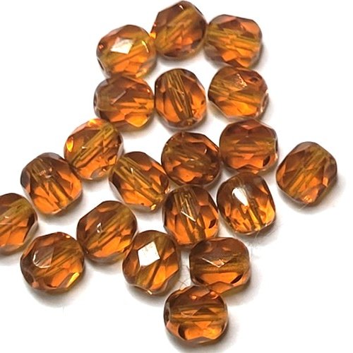 20 perles à facettes 6mm ambres
