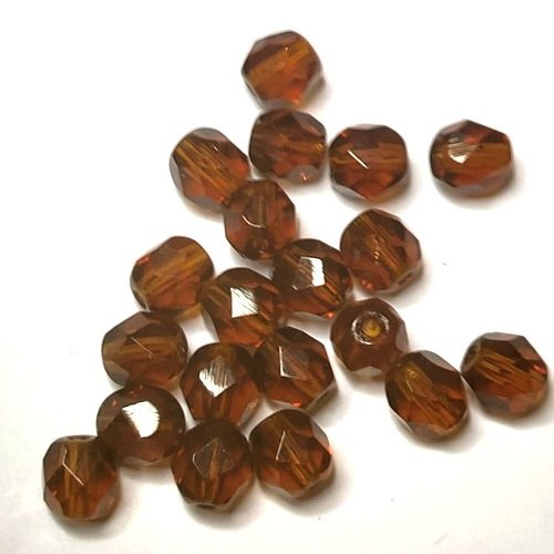 20 perles à facettes 6mm marron