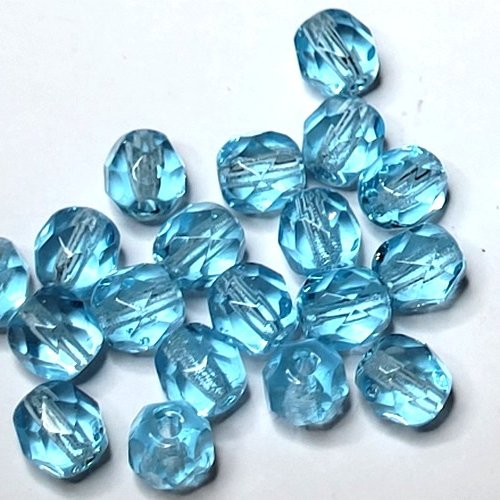 20 perles à facettes 6mm bleu